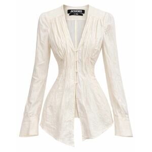 Jacquemus Le Souk Ivory Linen Cotton Blouse Size 38 US 6 Romantic